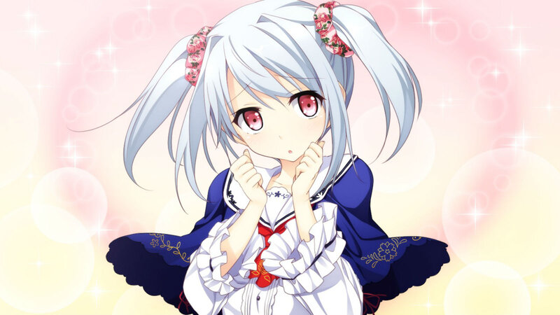 Anime Girl with Silver Hair — White, Dreamy, Pigtails
