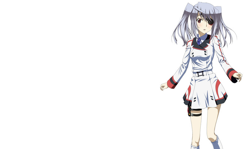 Anime Girl with Silver Hair — White, Neutral, Eye Patch