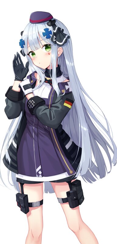 Anime Girl with Silver Hair — White, Neutral, Long Hair