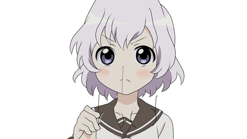 Anime Girl with Silver Hair — White, Neutral, School Uniform