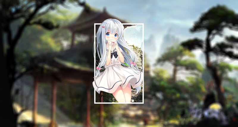 Anime Girl with Silver Hair — White, Serene, Afternoon