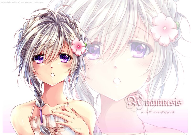 Anime Girl with Silver Hair — White, Serene, Digital Art