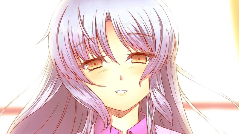 Anime Girl with Silver Hair — White, Serene, Eyes