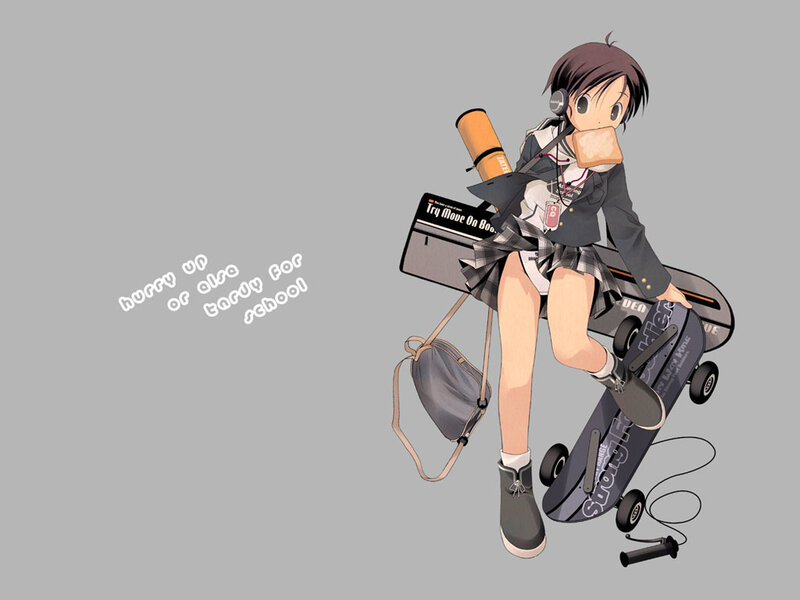 anime girl with skateboard