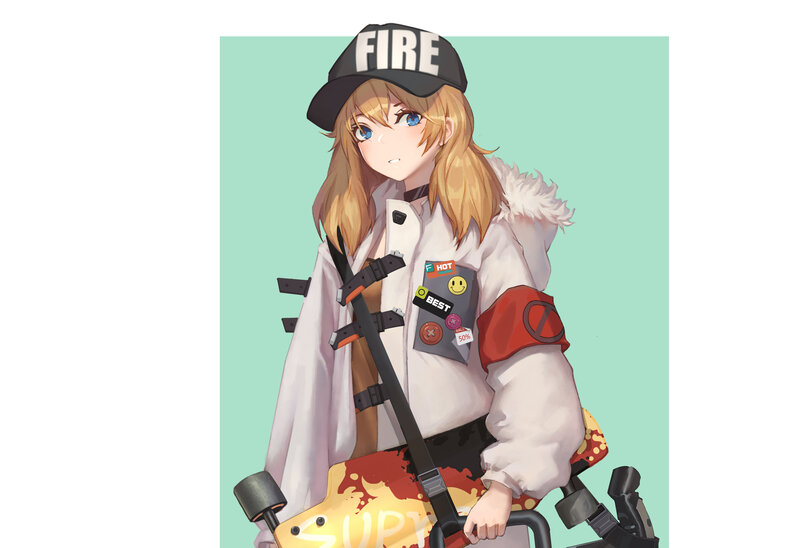 Anime Girl with Skateboard — White