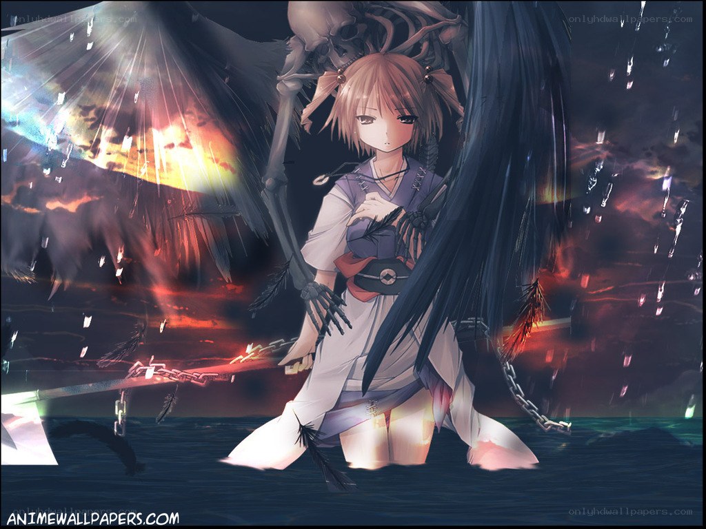 anime girl with skeletal wings