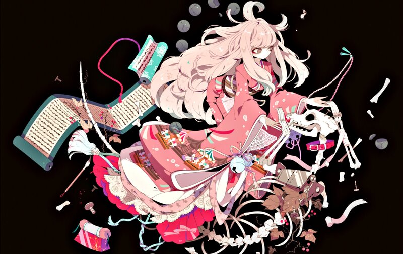 Anime Girl with Skeleton — Black