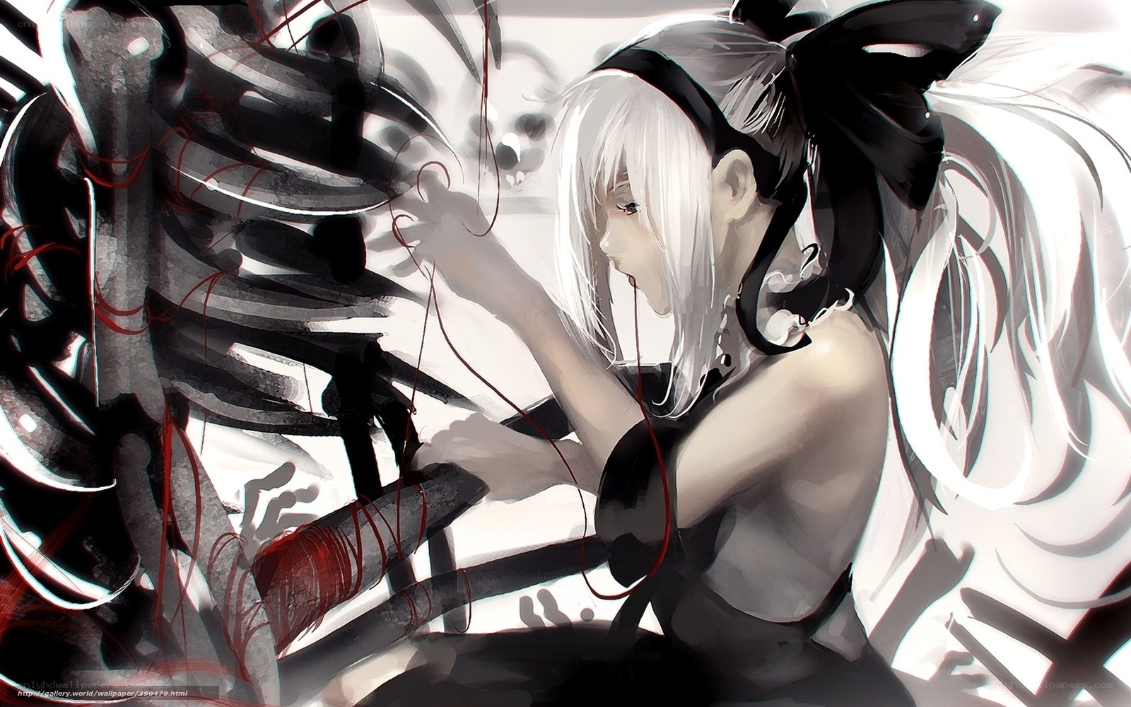 anime girl with skeleton