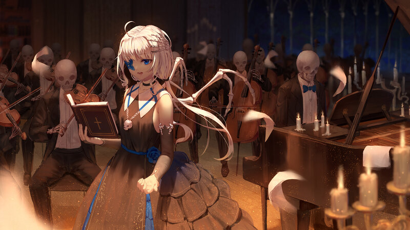 Anime Girl with Skeletons — Brown