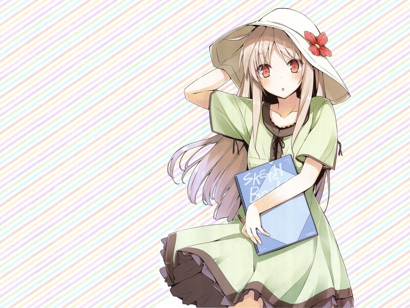 Anime Girl with Sketchbook — Green