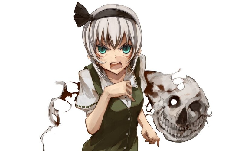 anime girl with skull