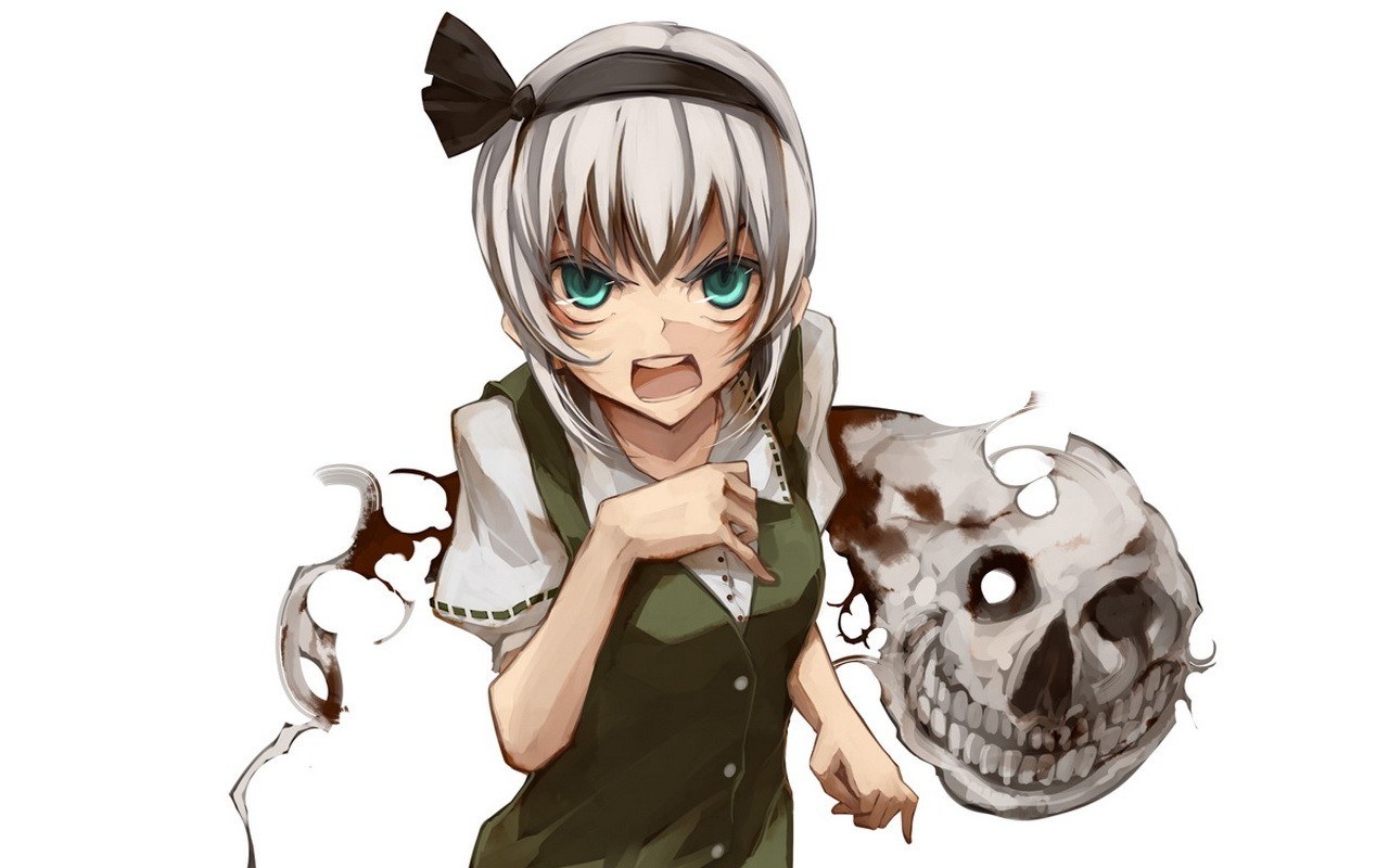 anime girl with skull
