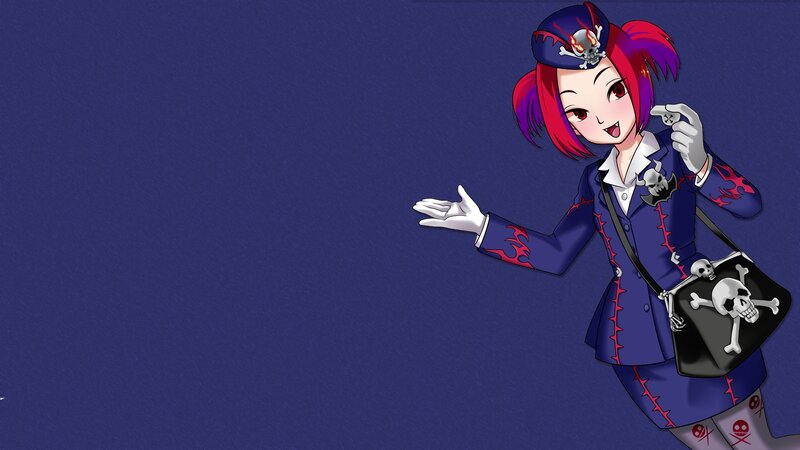 Anime Girl with Skull Bag