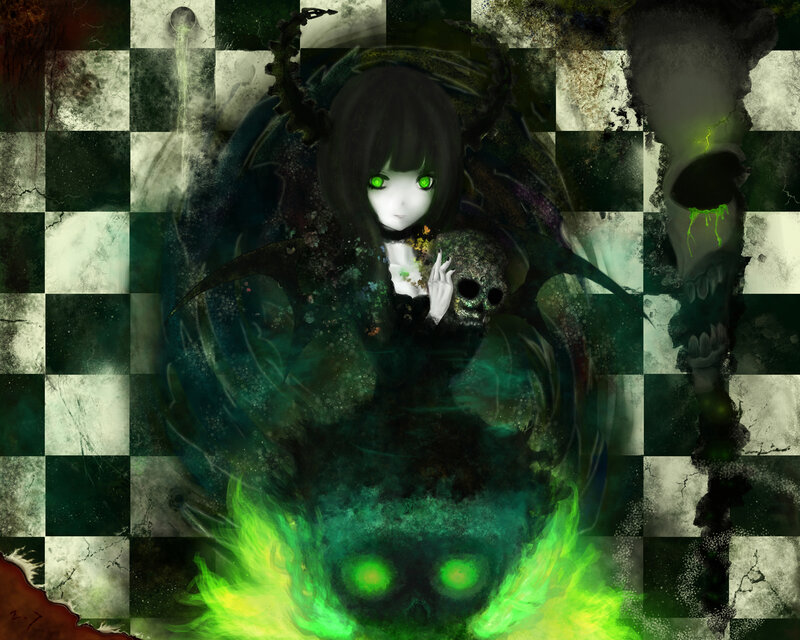 Anime Girl with Skull — Black