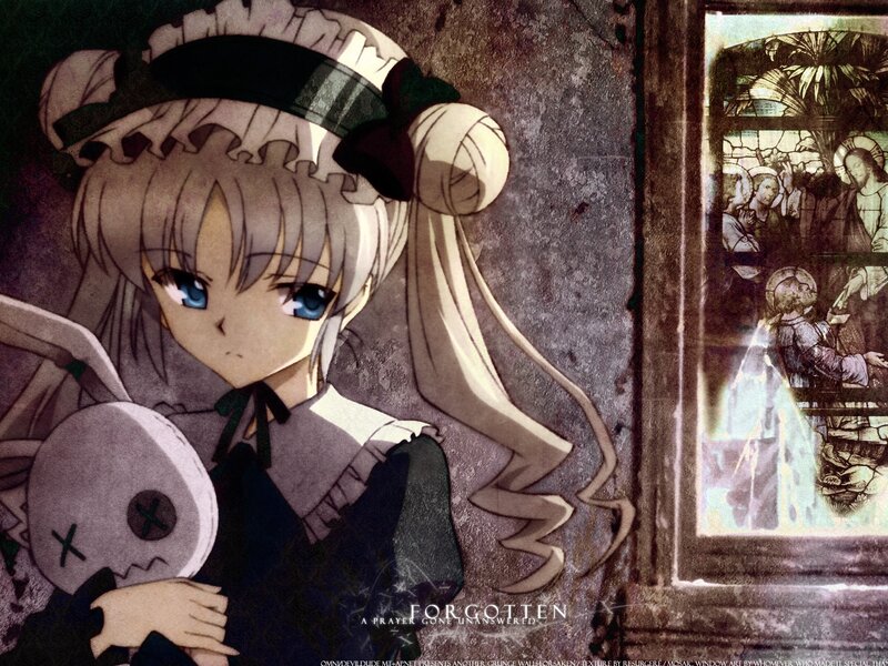 Anime girl with skull doll