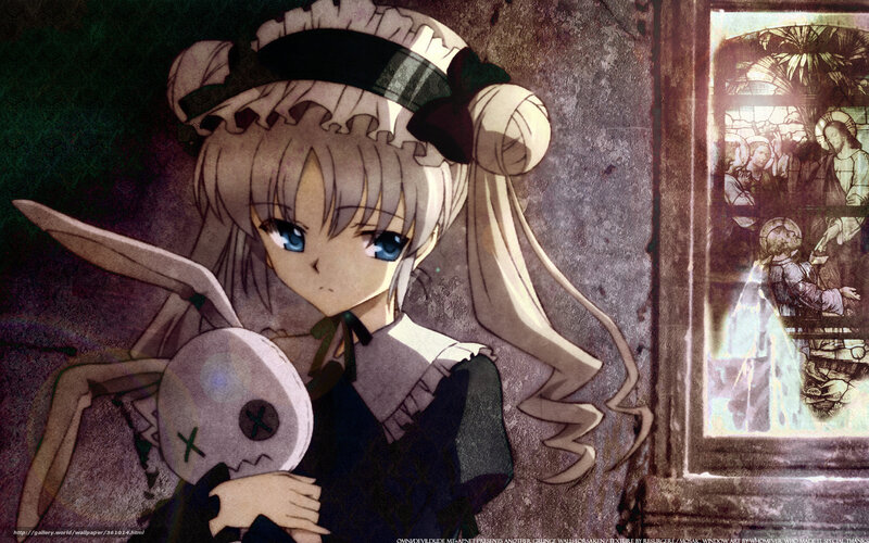 anime girl with skull doll