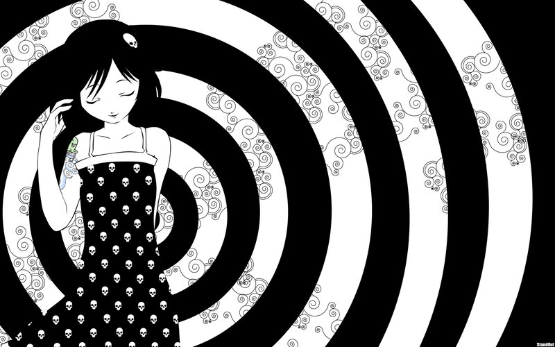 anime girl with skull dress