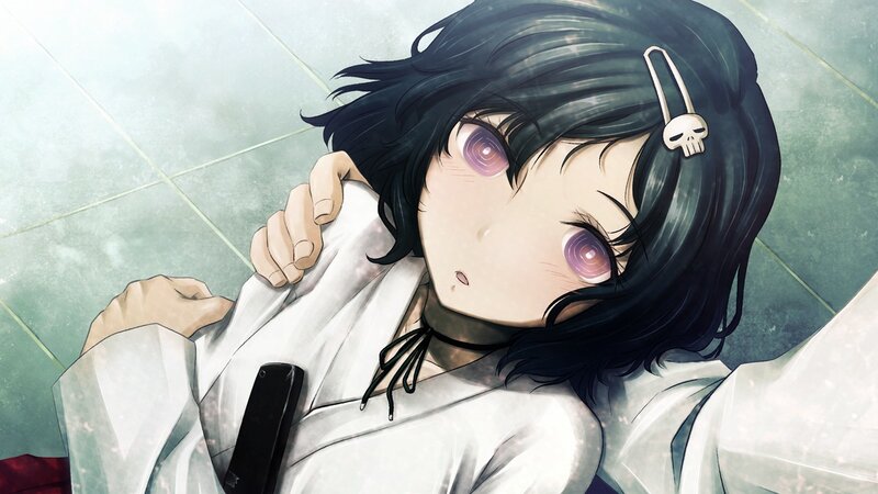anime girl with skull hairpin