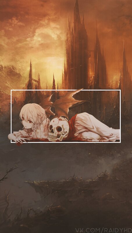 Anime Girl with Skull — Orange