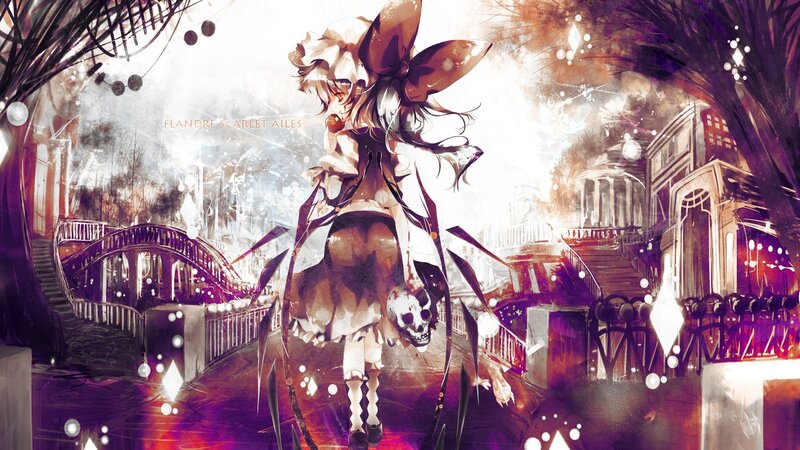 Anime Girl with Skull — Purple, Dramatic