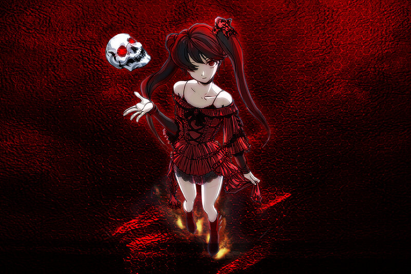 Anime Girl with Skull — Red