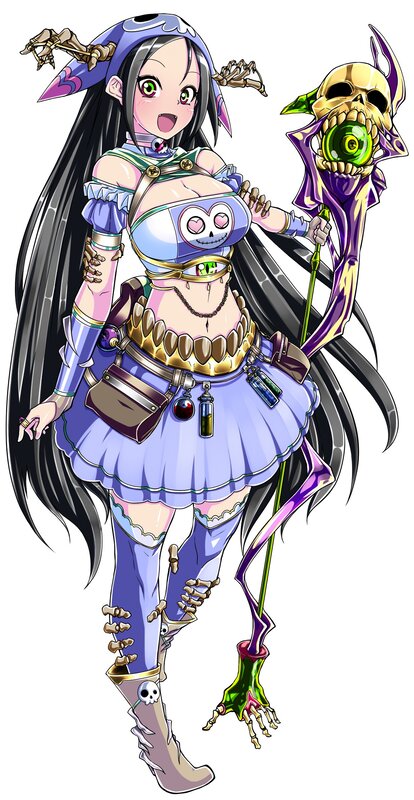 anime girl with skull staff