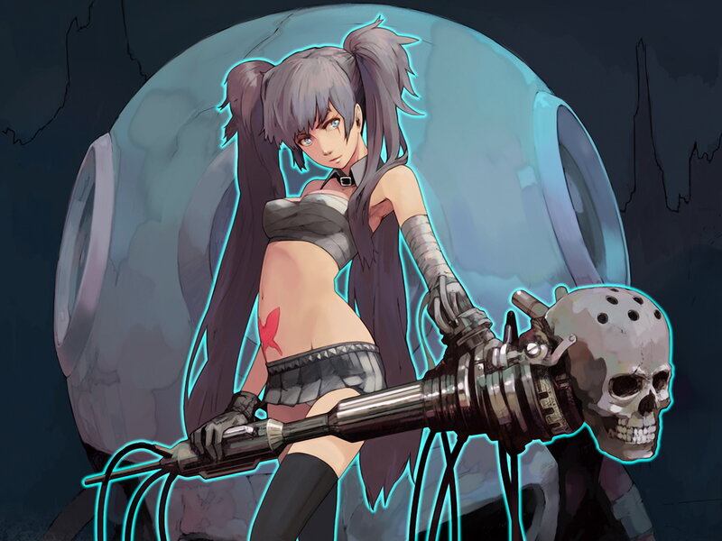 anime girl with skull weapon