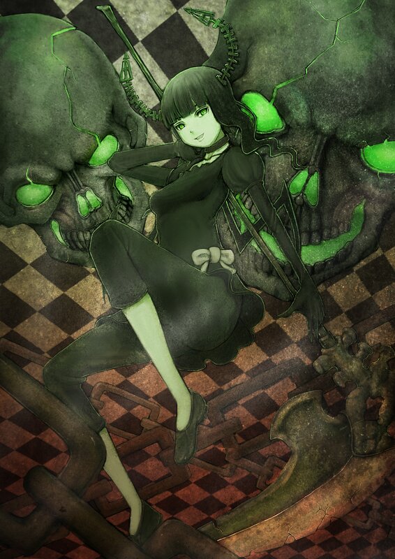 anime girl with skulls