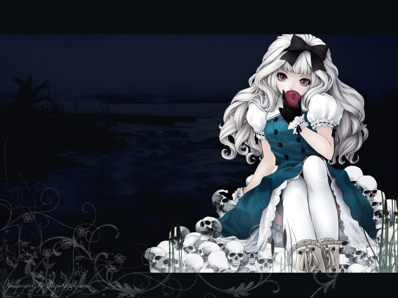 anime girl with skulls