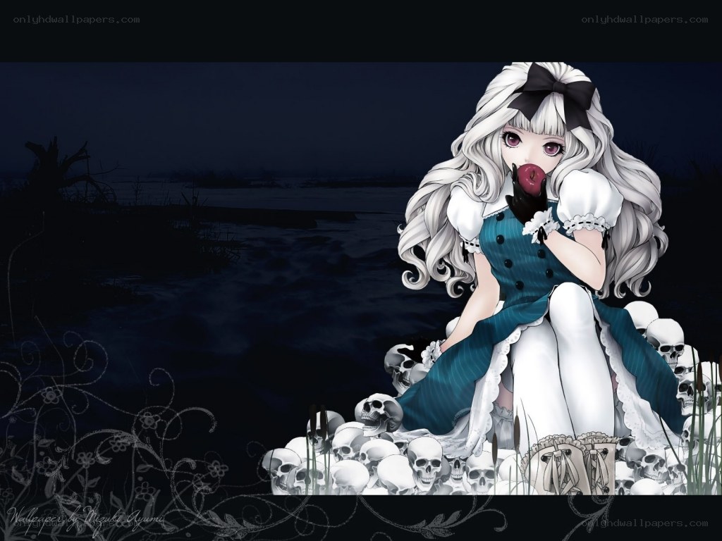 anime girl with skulls