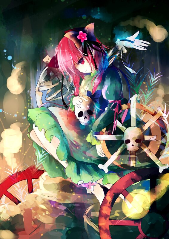Anime girl with skulls and bones