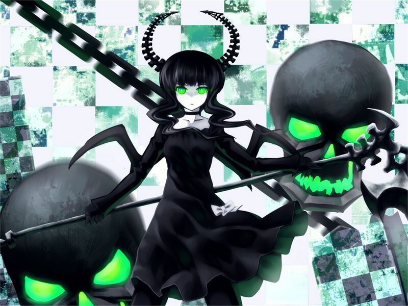 Anime Girl with Skulls — Black