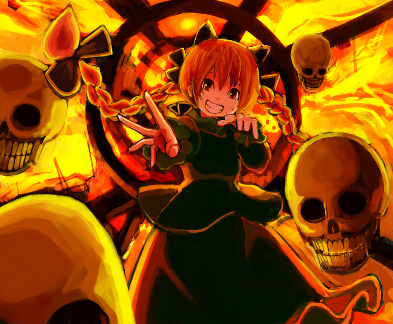 Anime girl with skulls
