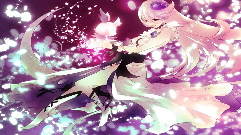 Anime Girl with Small Creature — Purple