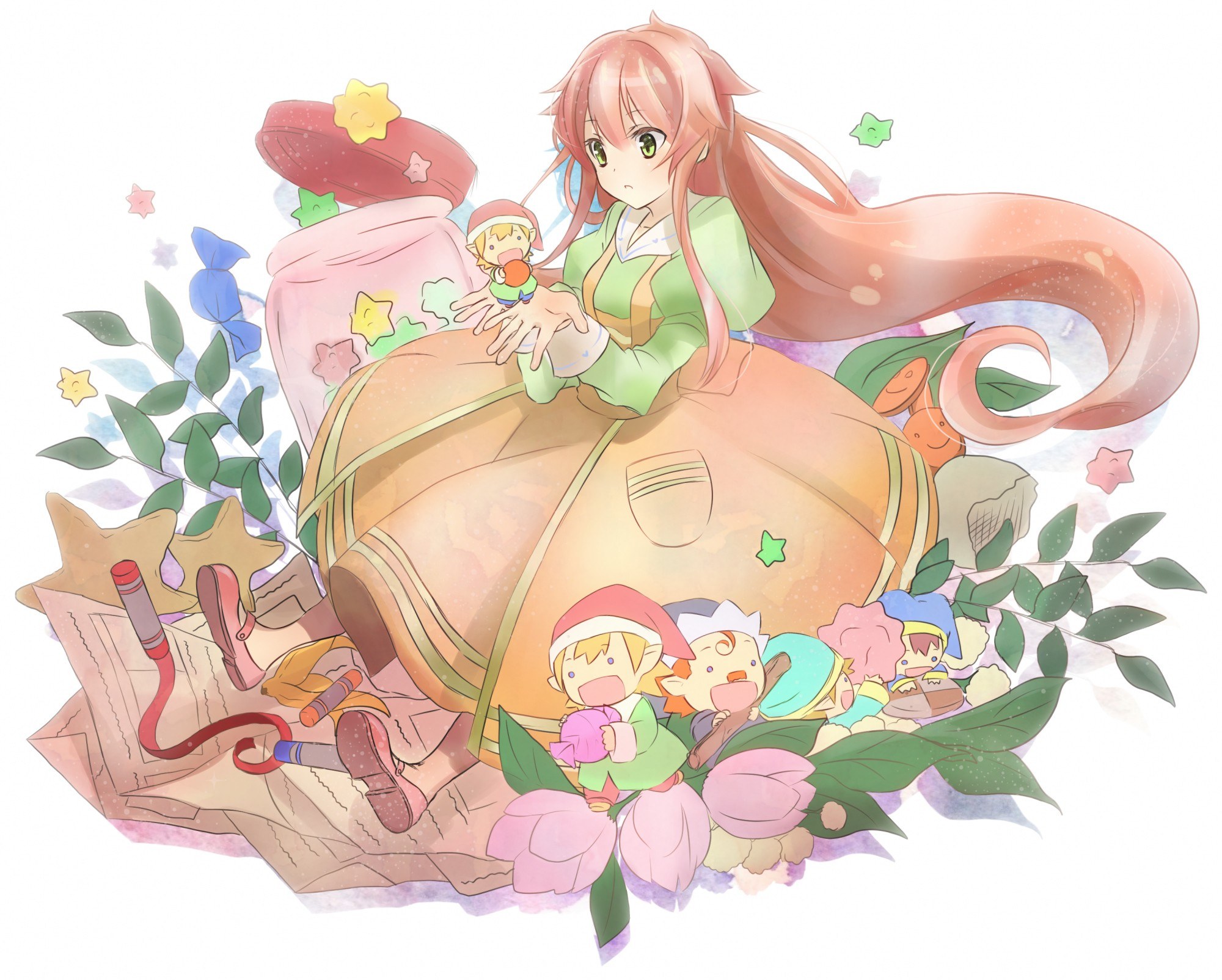 Anime girl with small creatures