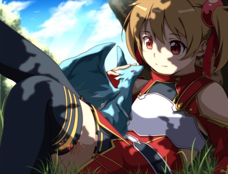 anime girl with small dragon