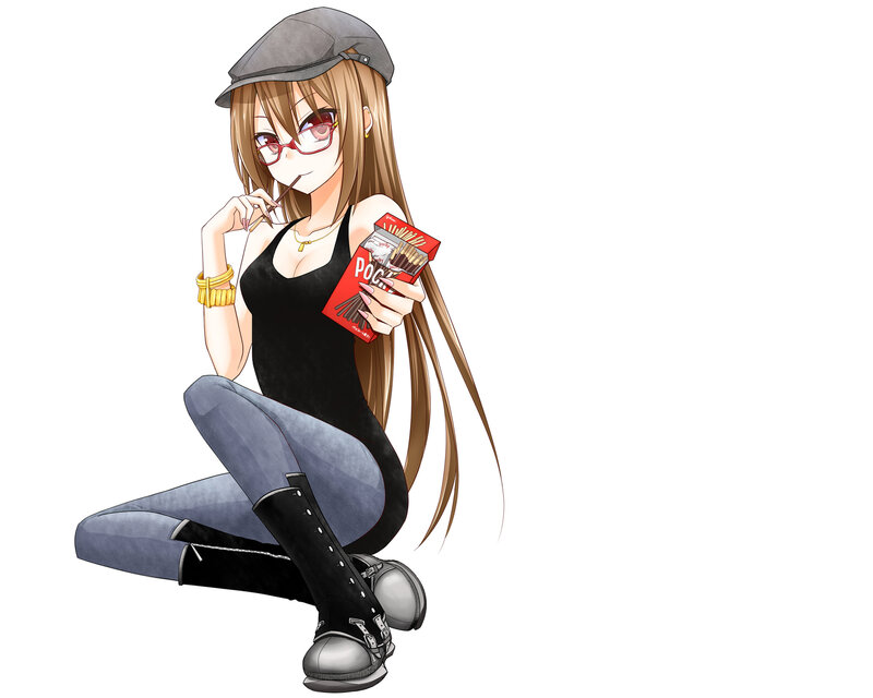 Anime Girl with Snack — Brown