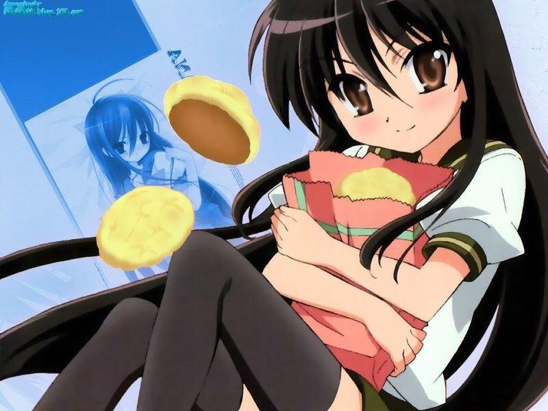 Anime girl with snacks
