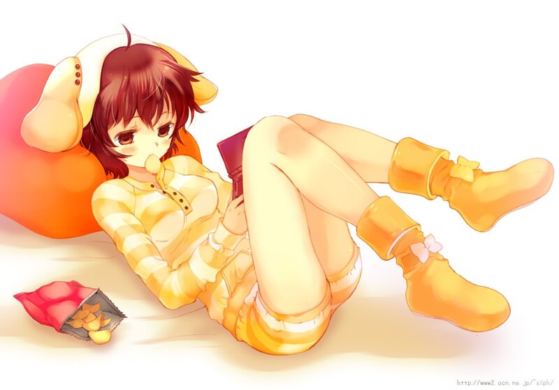 Anime girl with snacks