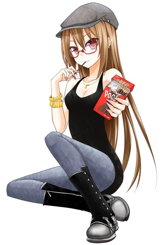Anime Girl with Snacks — Brown