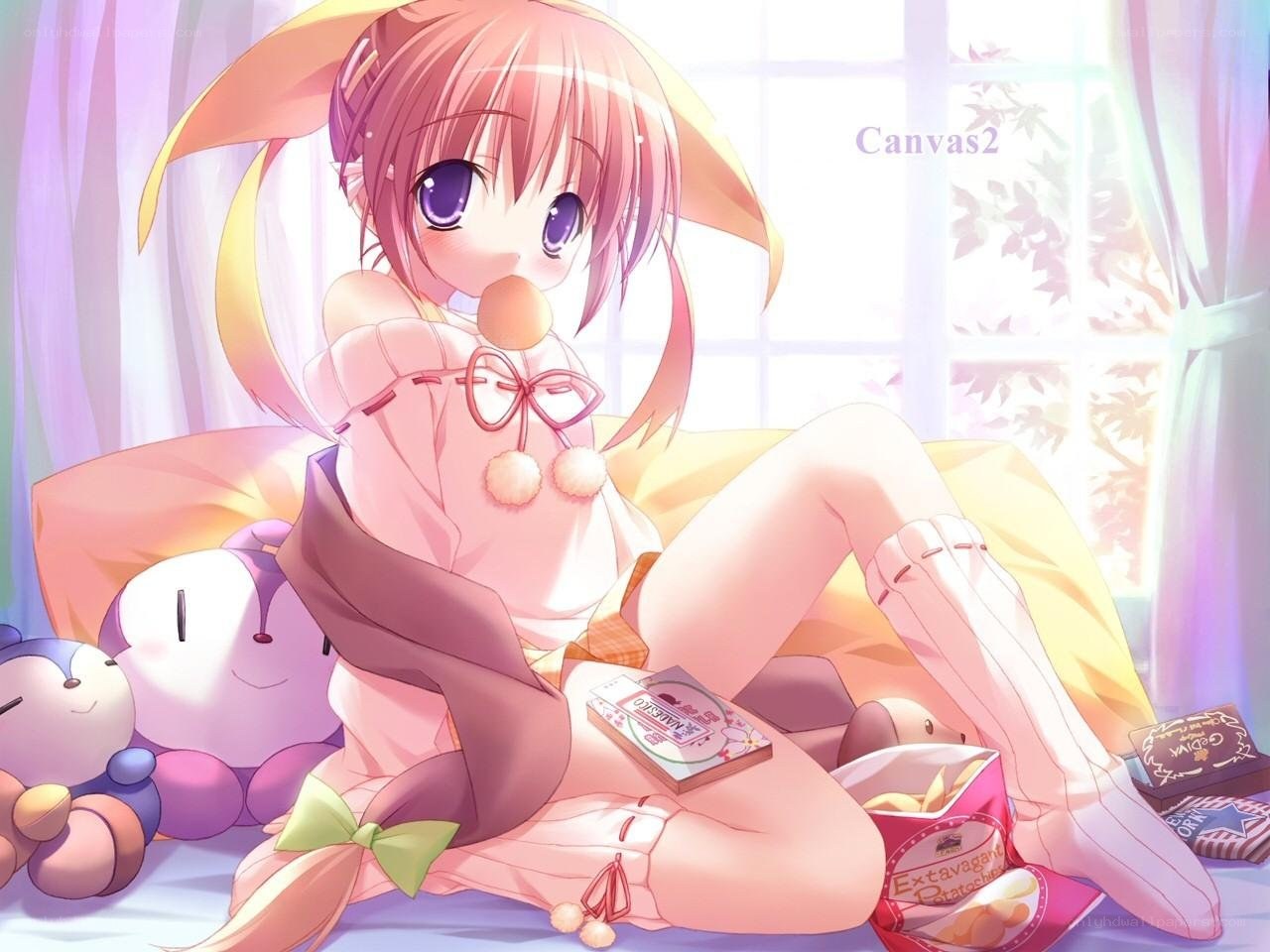 anime girl with snacks