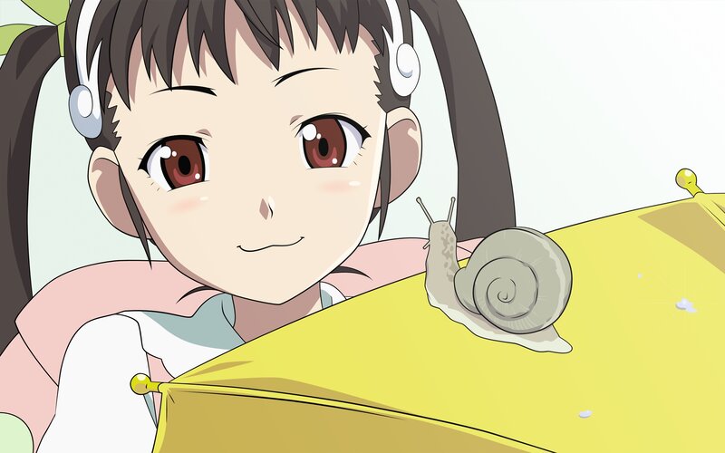 Anime Girl with Snail — Yellow