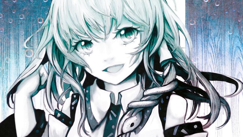 Anime Girl with Snake — Blue, Dramatic, Manga