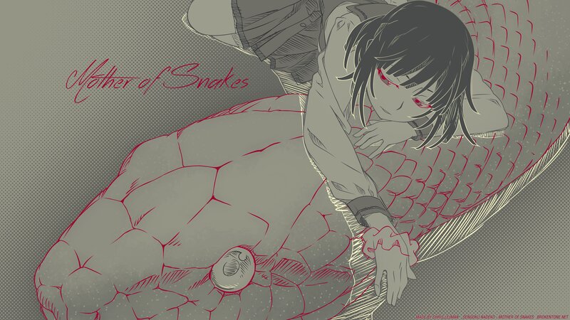 Anime Girl with Snake — Gray, Dramatic, Manga