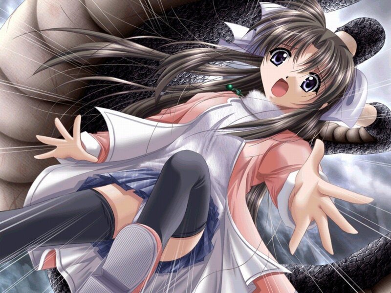 Anime Girl with Snake — Gray, Dramatic