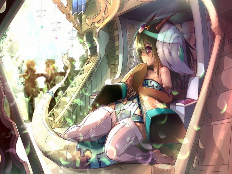 Anime Girl with Snake — Green