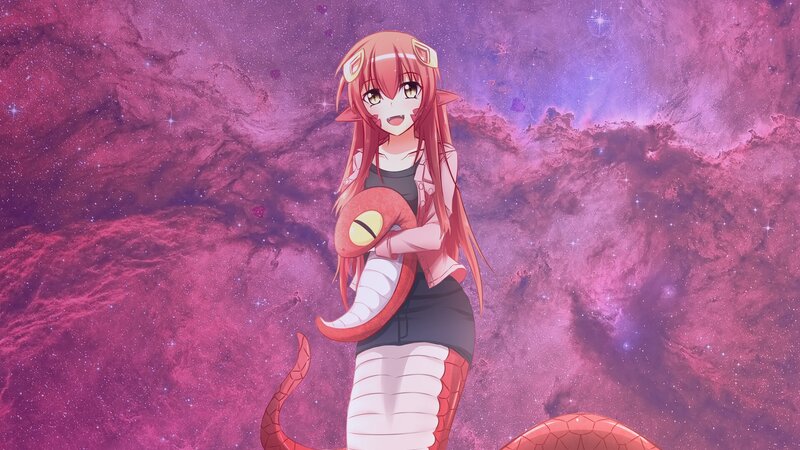 Anime Girl with Snake — Pink