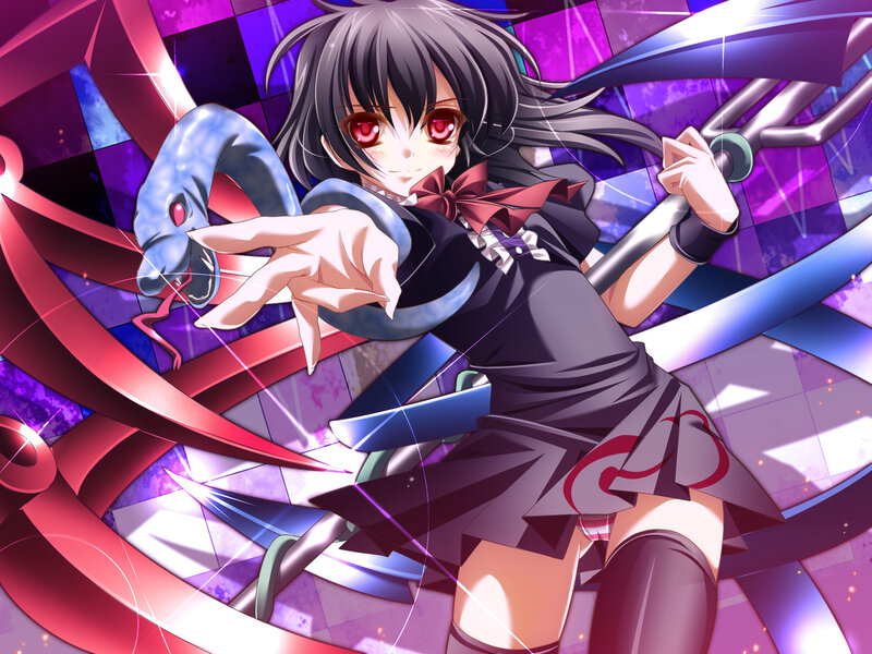 Anime Girl with Snake — Purple, Dramatic, Sword