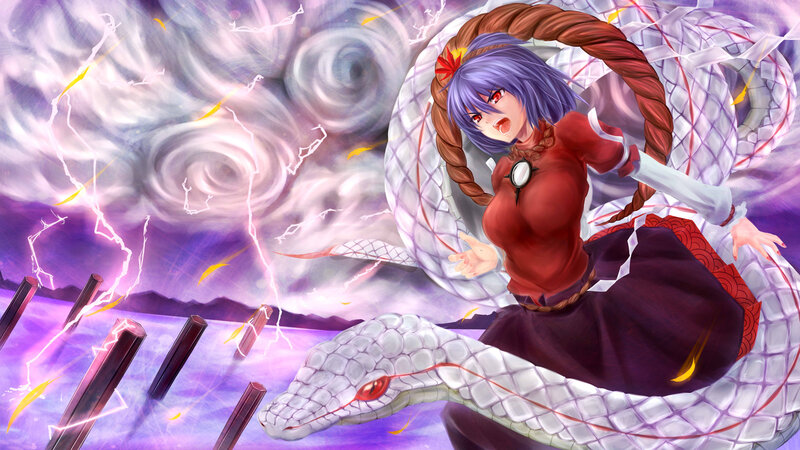 Anime Girl with Snake — Purple