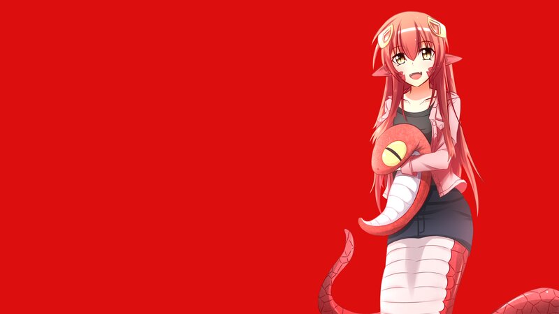 Anime Girl with Snake — Red, Playful, Cat Ears
